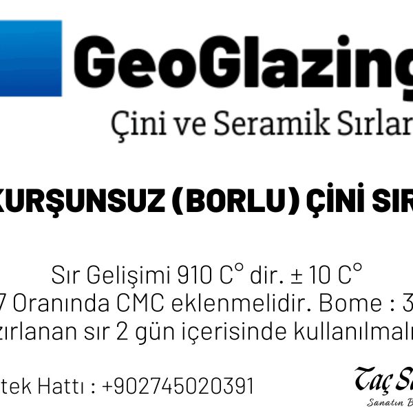 Kurşunsuz Borlu Çini Sırı